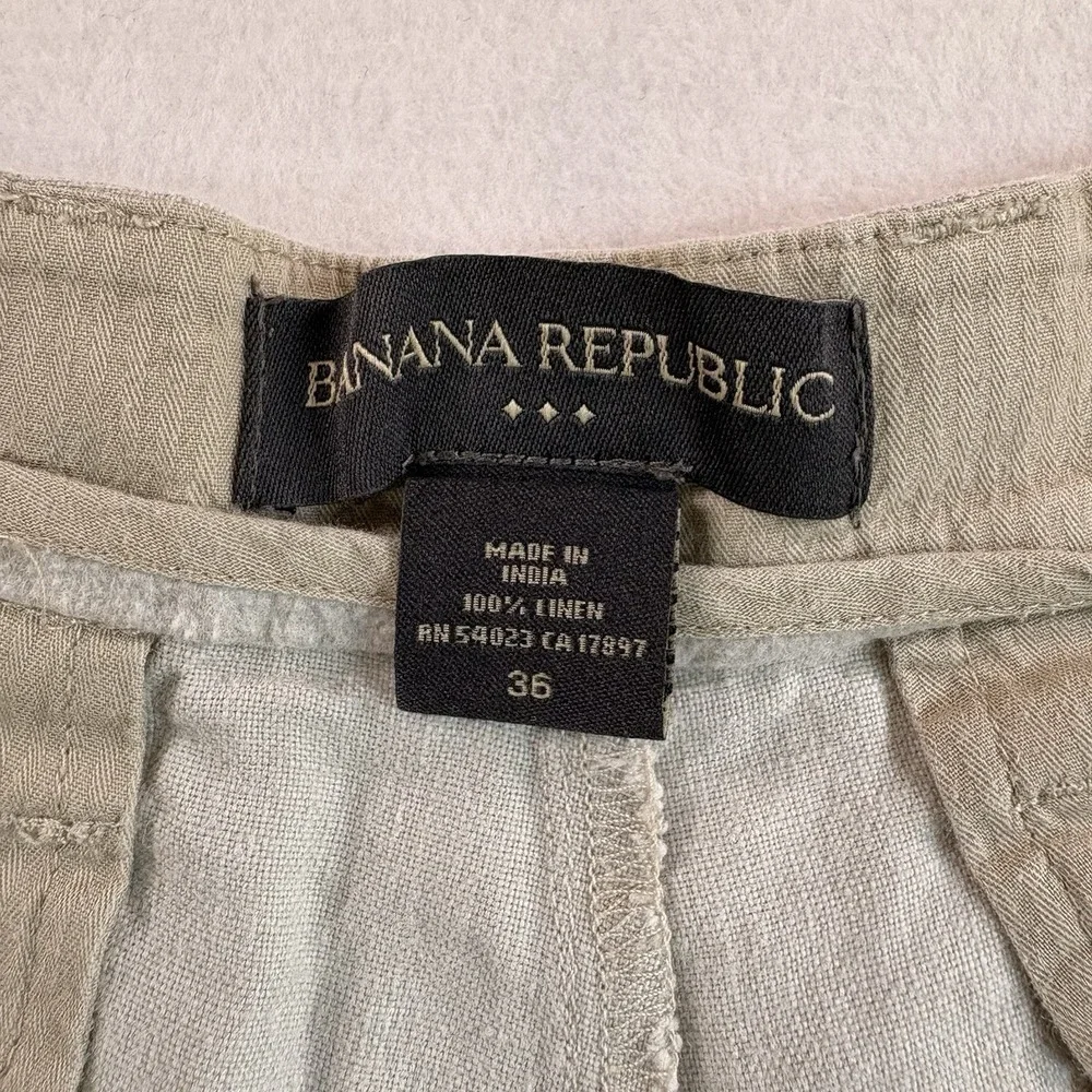 Banana Republic Factory Linen Shorts Mens 36 Beige Flat Front Summer Casual 10